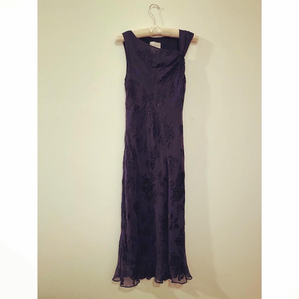 (S/M) Vintage 90s navy burnout slip dress